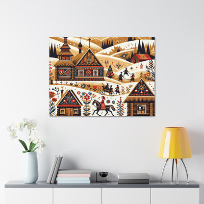 "Ukrainian Village Symphony: A Colorful Folk Art Reflection" - The Alien Canva Folk Art