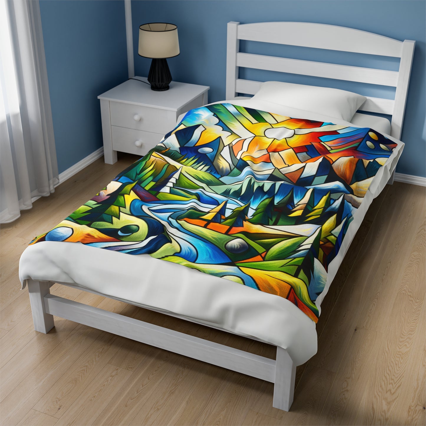 "Cubic Naturalism" - The Alien Velveteen Plush Blanket Cubism Style