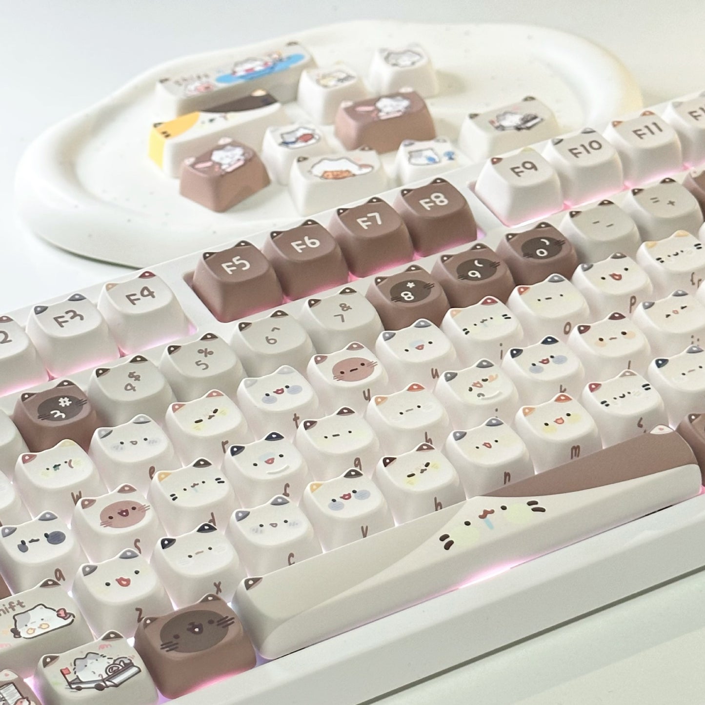 Adecuado para teclado mecánico Mocha Cat Coffee Key Cap Kit