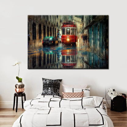 Urban Street Oil Painting Retro Abstract Poster