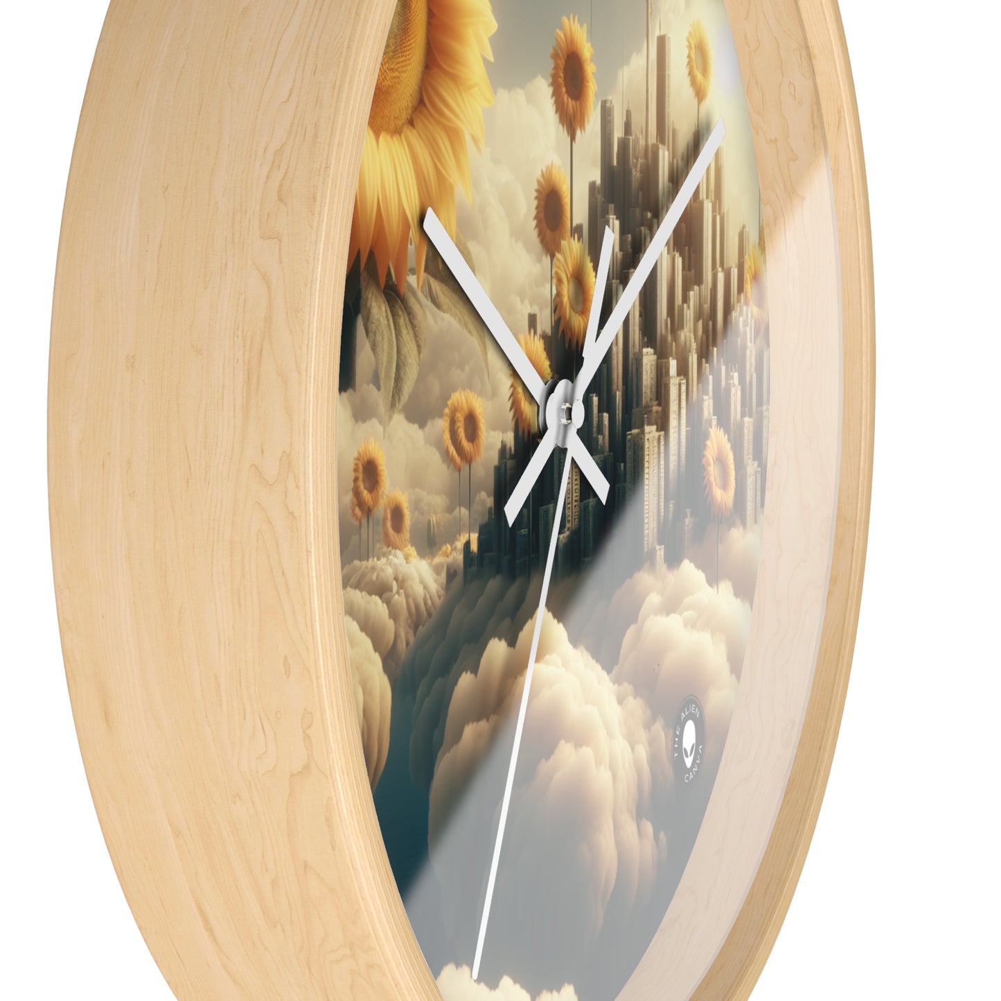 "Ethereal Sky: The City of Clouds and Sunflowers" - The Alien Wall Clock