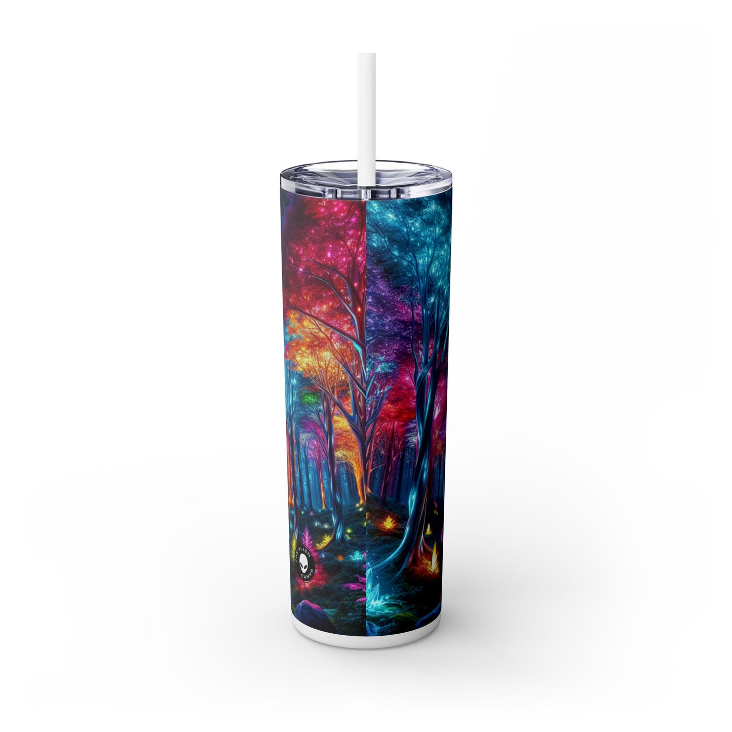 "Crystal Glow: El bosque encantado" - Vaso estrecho con pajita de 20 oz de Alien Maars®