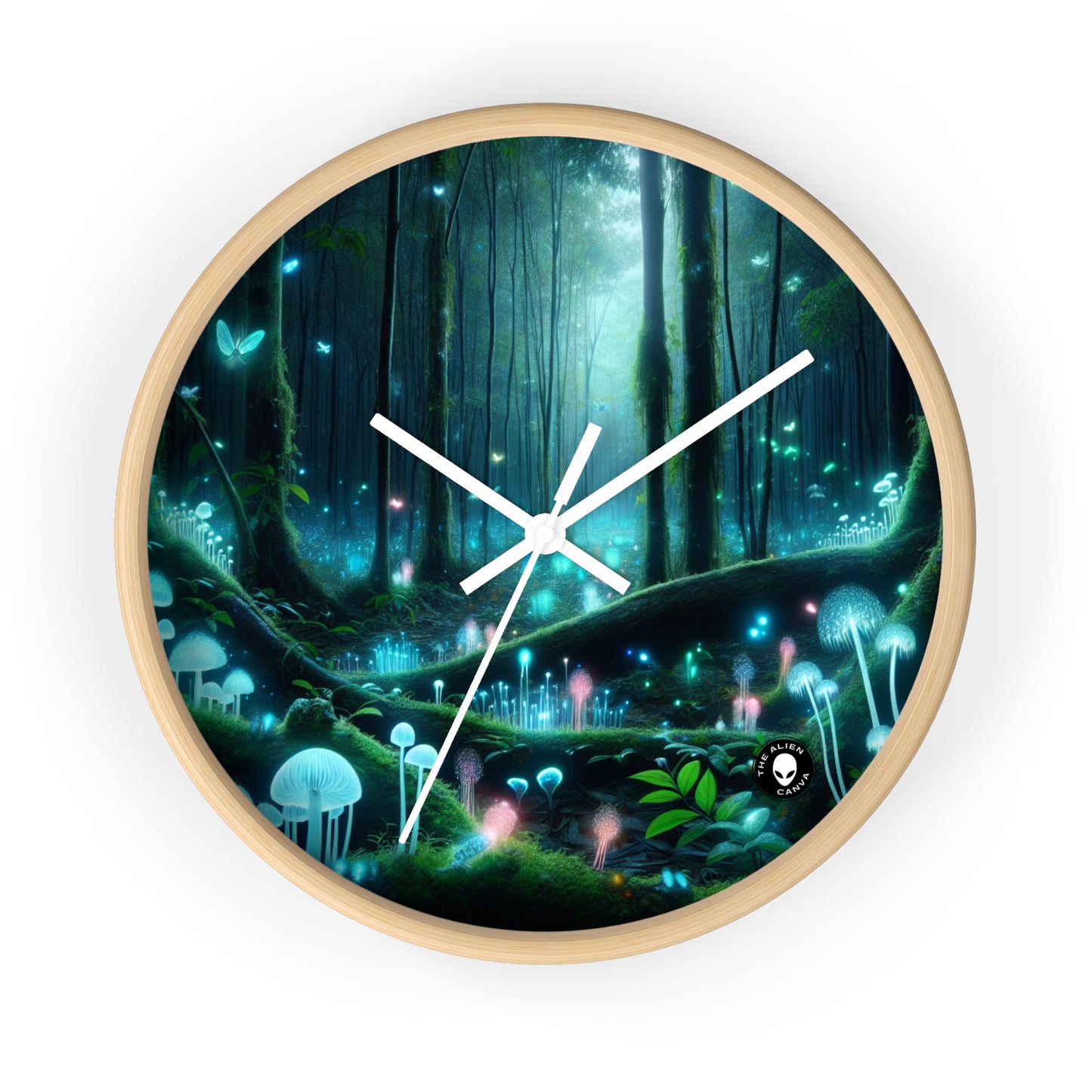 "Enchanted Night: Bioluminescent Forest" - The Alien Wall Clock