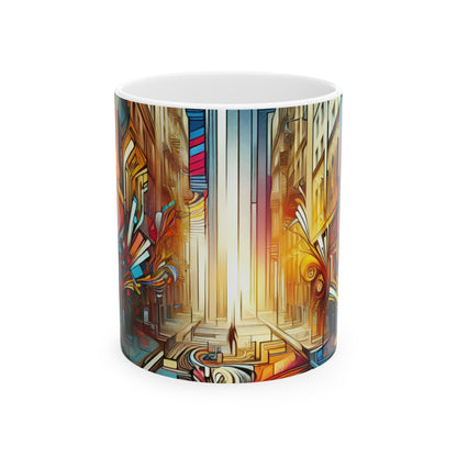 "Ecosistema urbano: una fusión de graffiti" - Taza de cerámica The Alien 11oz Graffiti Art