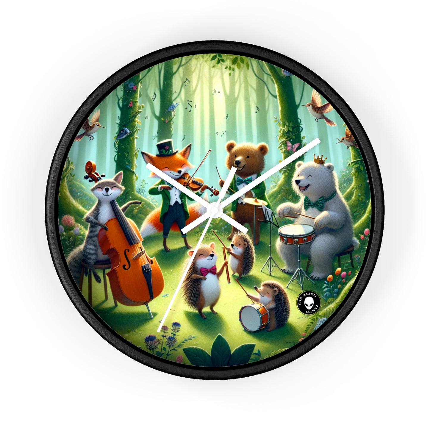 "Animales musicales en el bosque encantado" - El reloj de pared alienígena