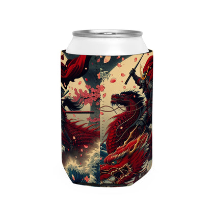 "Storming into Battle: A Samurai's Tale" - The Alien Can Cooler Sleeve Ukiyo-e (Japanese Woodblock Printing) Style