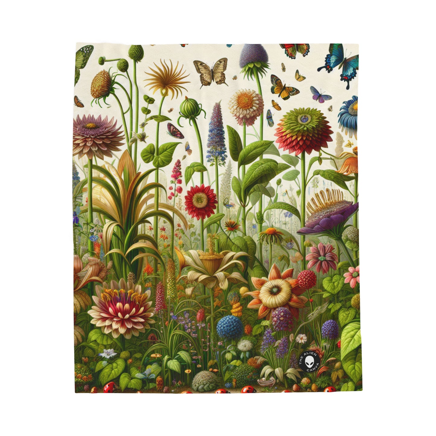 "Enchanted Garden: A Whimsical Scene" - The Alien Velveteen Plush Blanket