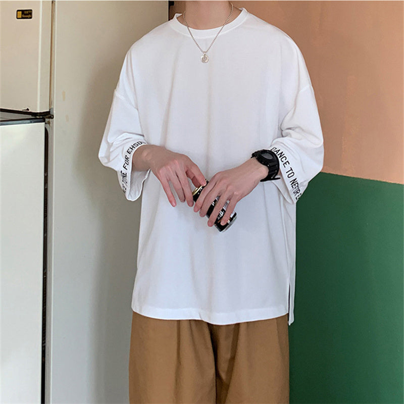 Solid-color five-minute sleeve T-shirt