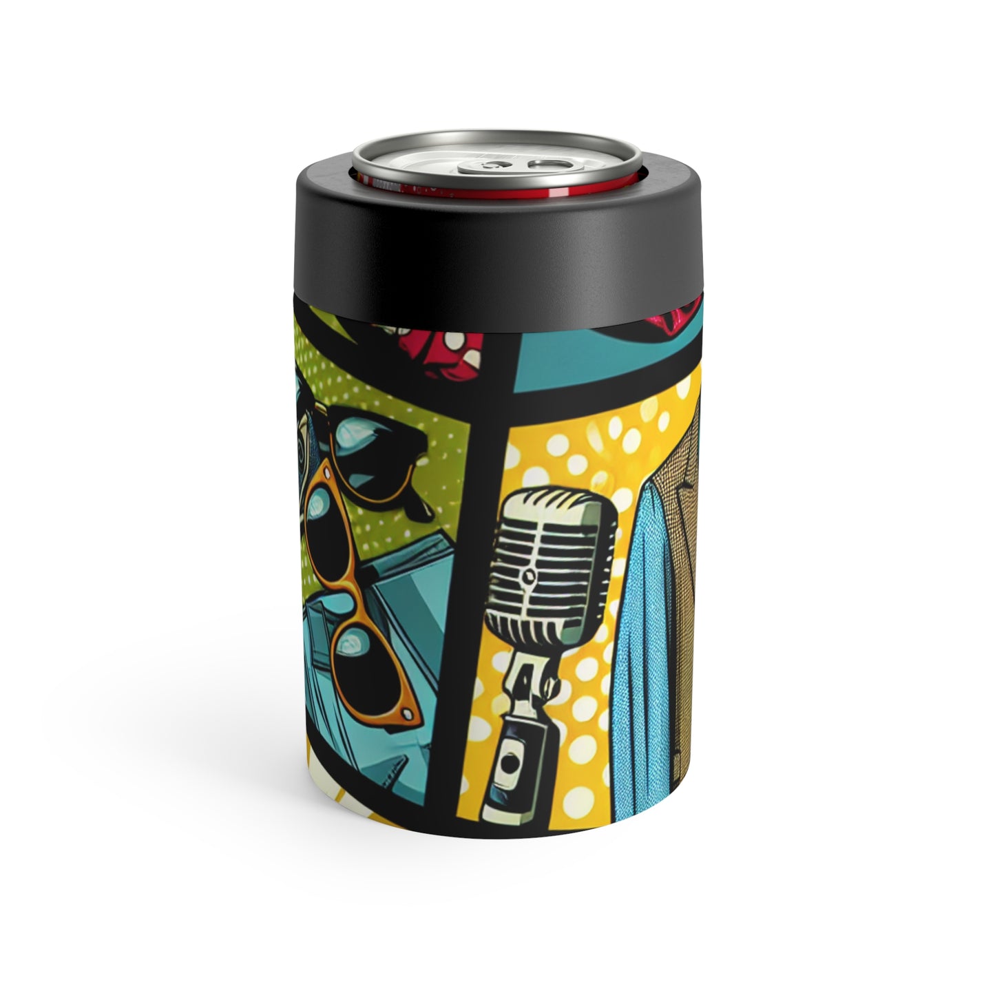 "Pop Art Apparel: Un collage de style vintage" - Le style pop art du porte-canette Alien