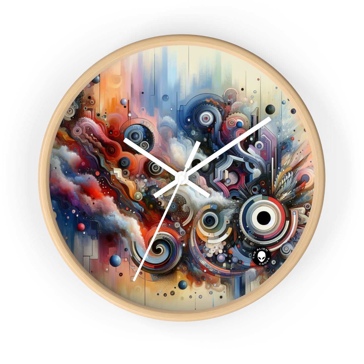 "Flux temporel : un voyage surréaliste à travers des formes abstraites et des couleurs vibrantes" - The Alien Wall Clock Avant-garde Art