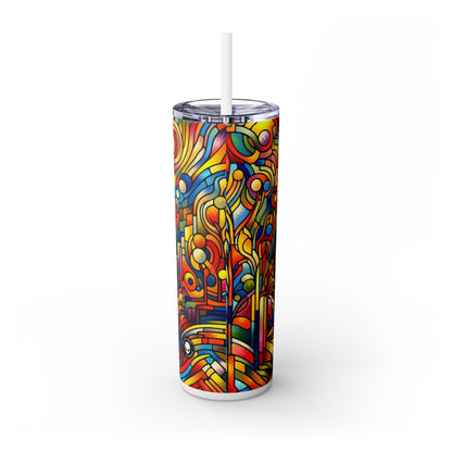 Neon Nightscapes: A Fauvism Cityscape - The Alien Maars® Skinny Tumbler with Straw 20oz Fauvism