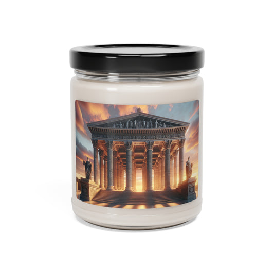 "Cálido resplandor del templo griego" - La vela de soja con aroma a extraterrestre, estilo neoclasicismo de 9 oz