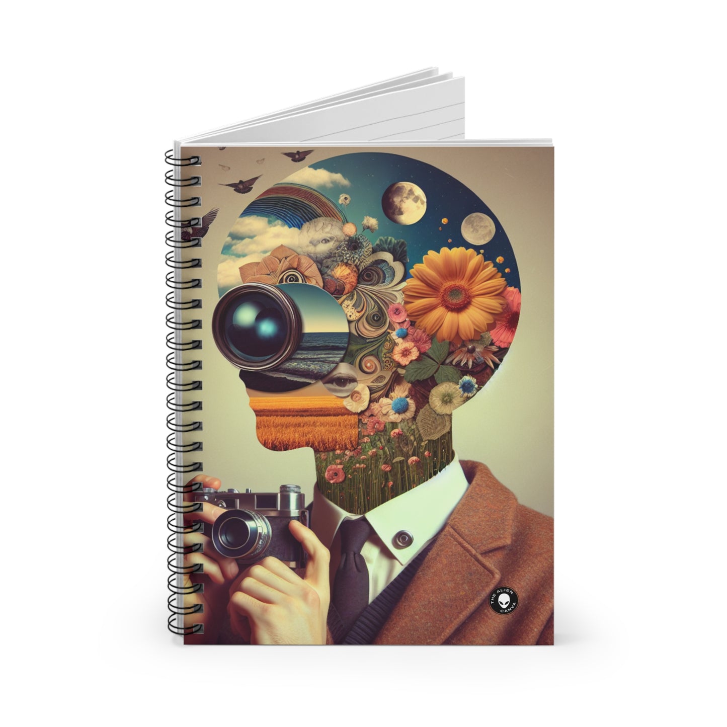 "Nature-Tech Fusion: A Photomontage Exploration" - The Alien Spiral Notebook (Ruled Line) Photomontage