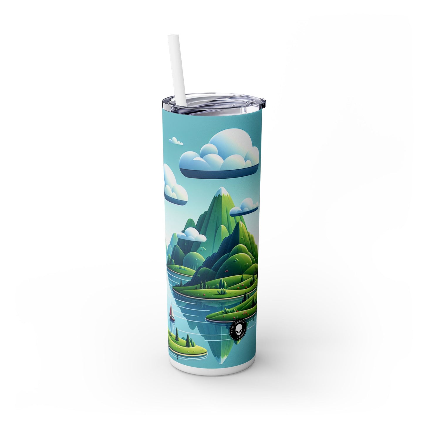 "Tranquil Skies: Hot Air Balloon Adventure" - Vaso delgado con pajita de 20 oz de Alien Maars®