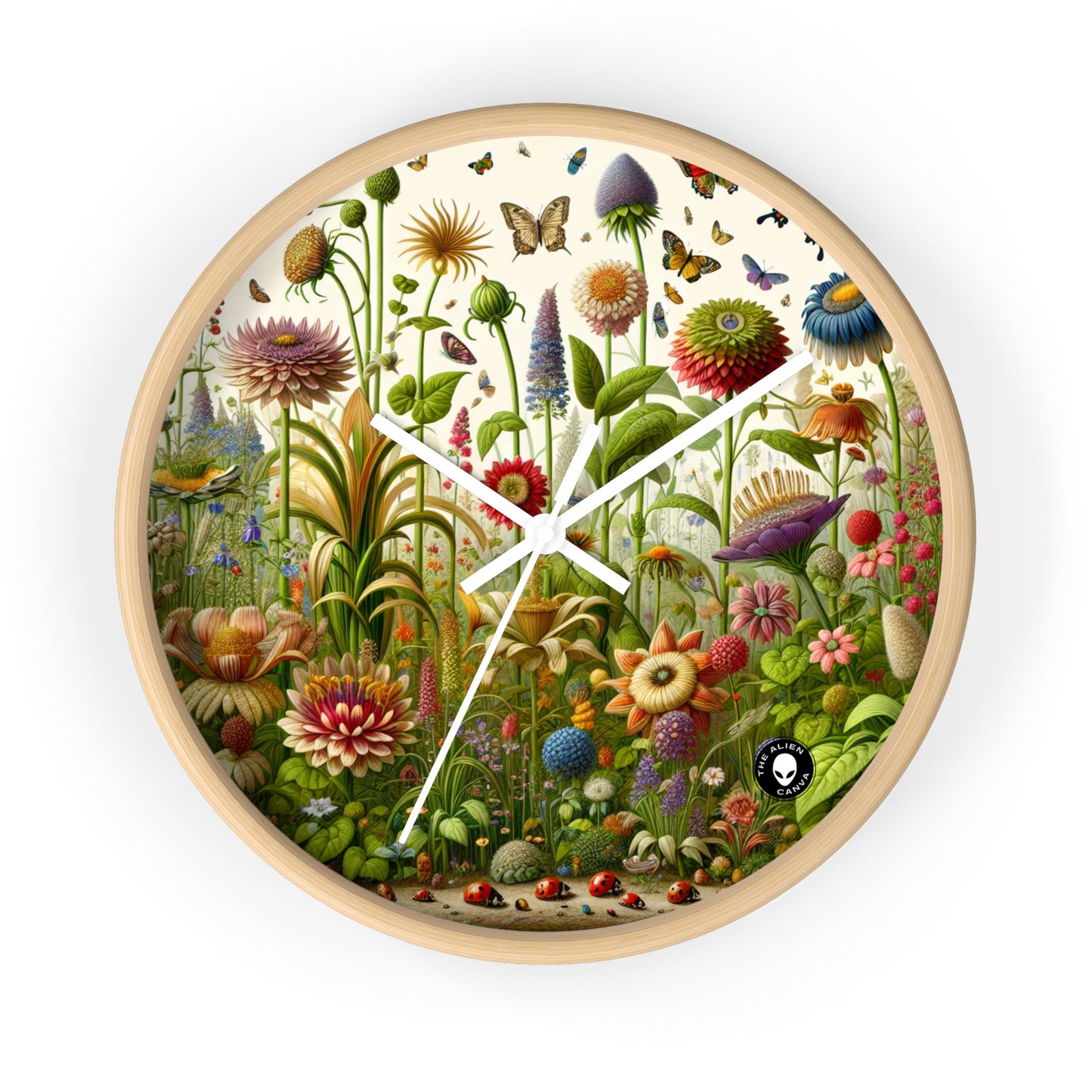 "Enchanted Garden: A Whimsical Scene" - The Alien Wall Clock