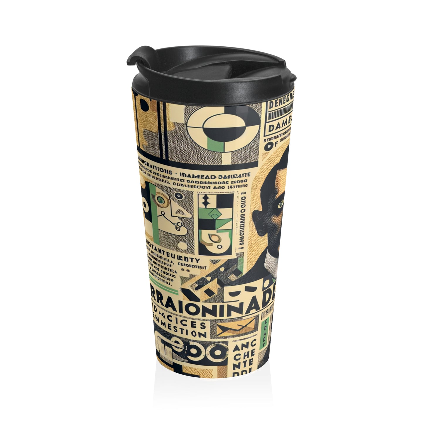 "Cacophony of Mundane Madness: A Dadaist Collage" - The Alien Stainless Steel Travel Mug Dadaism