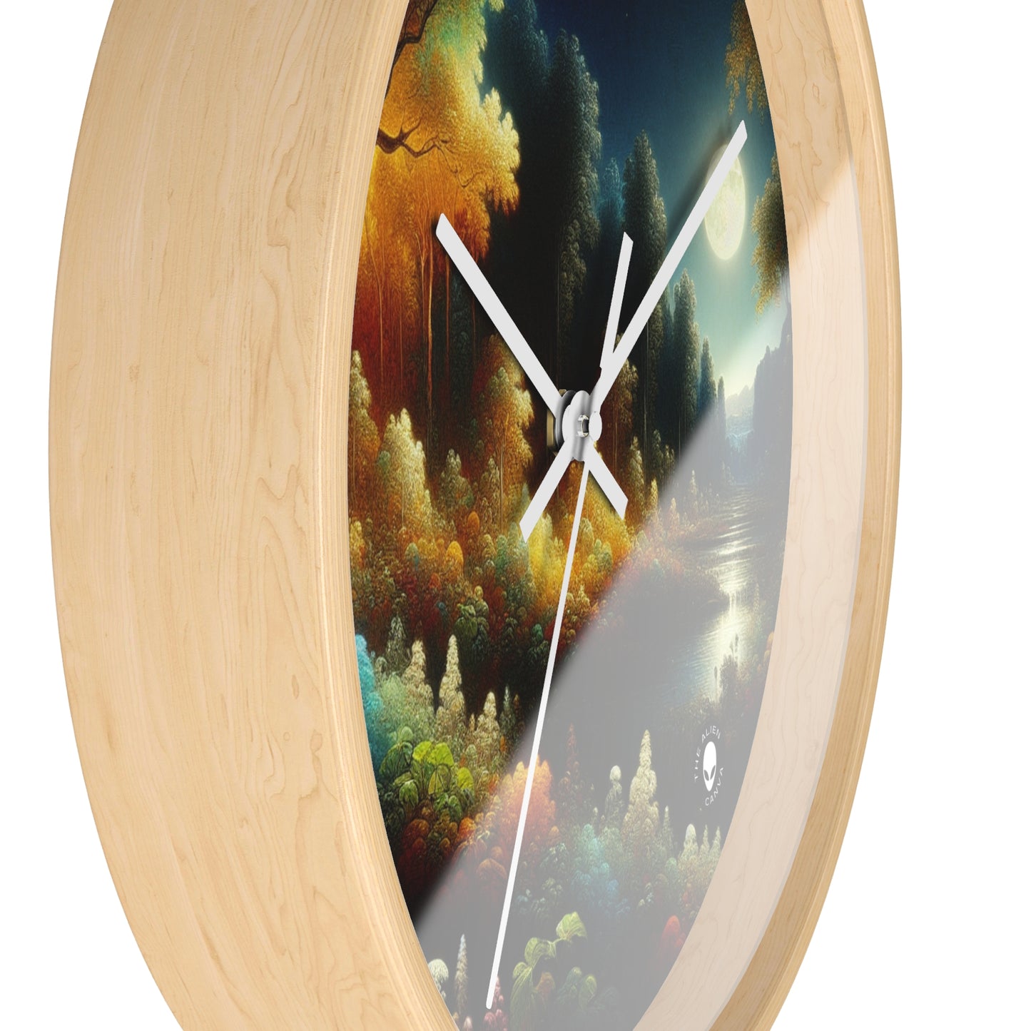 "Light and Dark in the Moonlight" - The Alien Wall Clock Post-Impressionism