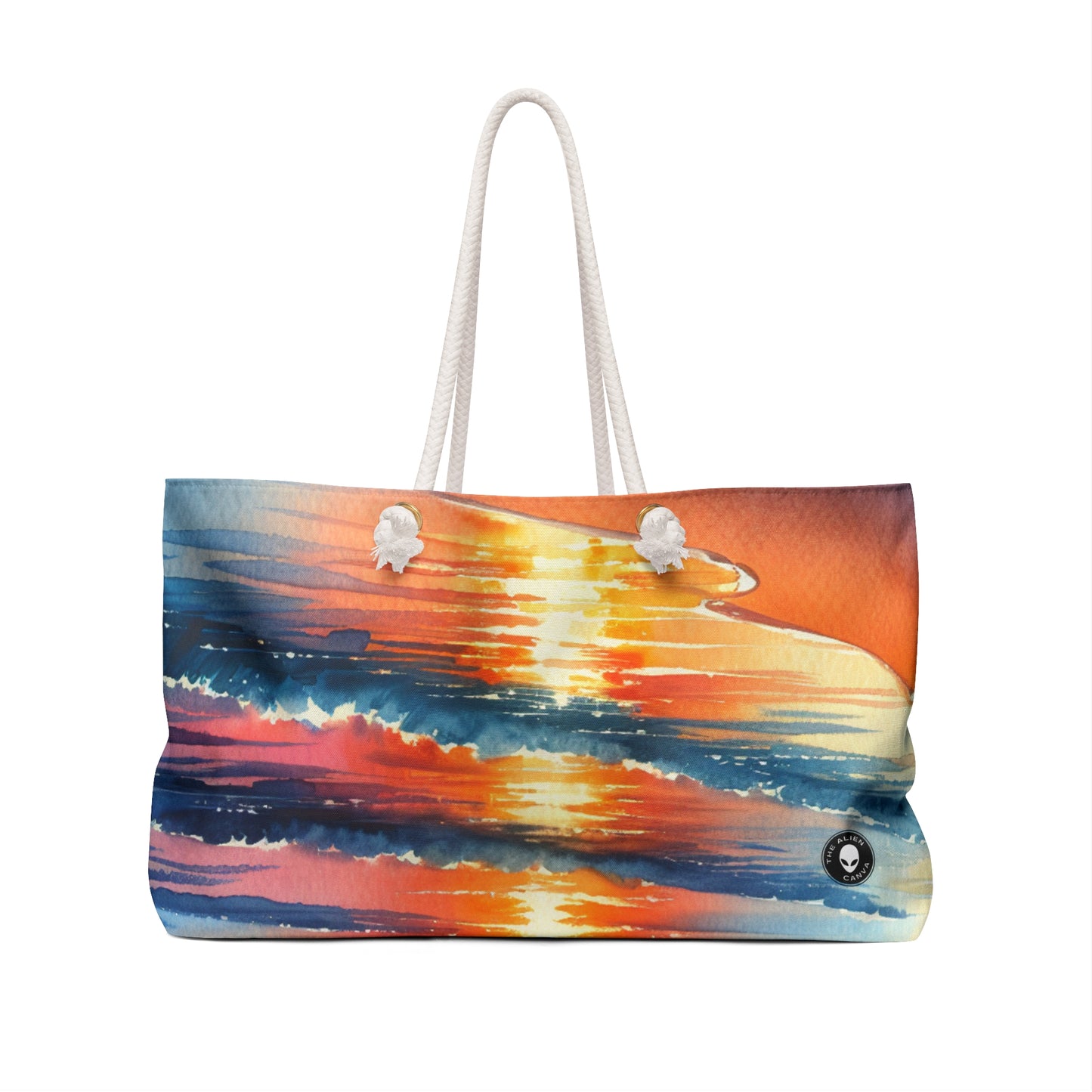 "Amanecer en la playa" - The Alien Weekender Bag Pintura en acuarela