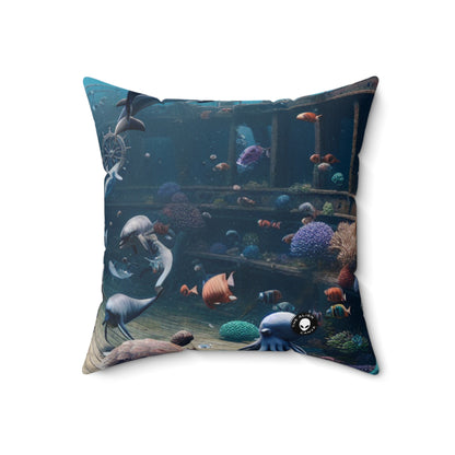 "Shipwreck Soiree: An Underwater Dance Party"- The Alien Spun Polyester Square Pillow