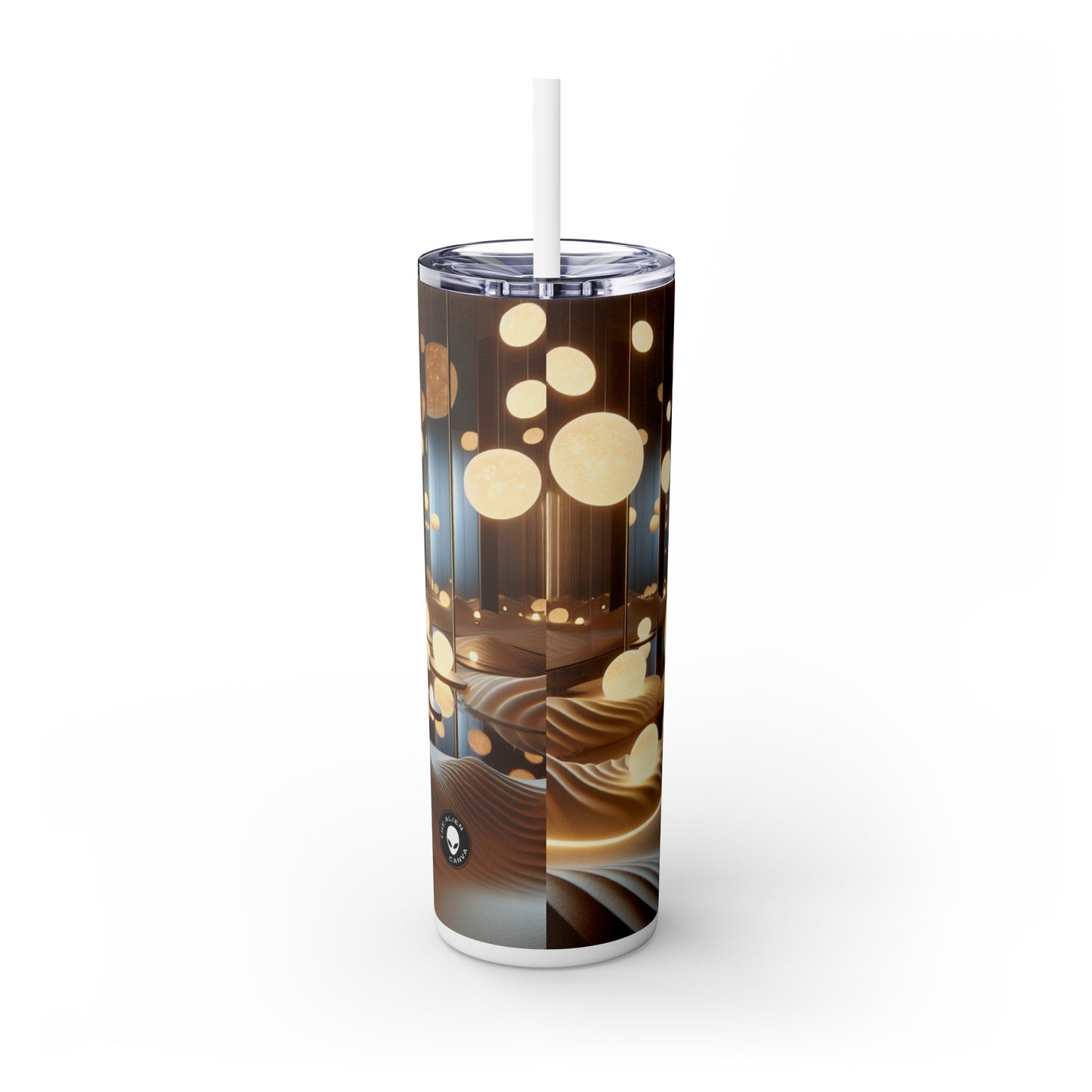 "Réflexions temporelles : une installation artistique interactive sur le temps et la mémoire" - The Alien Maars® Skinny Tumbler with Straw 20oz Installation Art