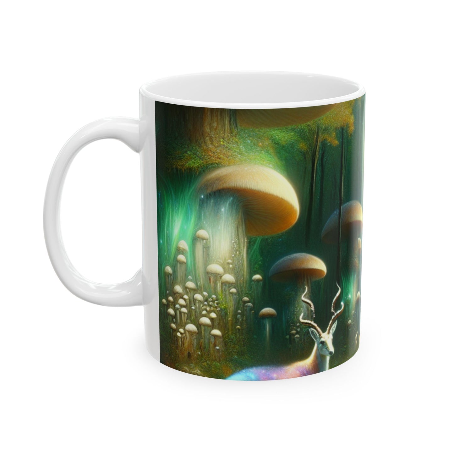 "Mystical Mushroom Grove" - ​​Taza de cerámica alienígena de 11 oz