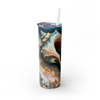 "A Beach View Through a Sea Shell" - The Alien Maars® Skinny Tumbler with Straw 20oz Acrylic Pouring