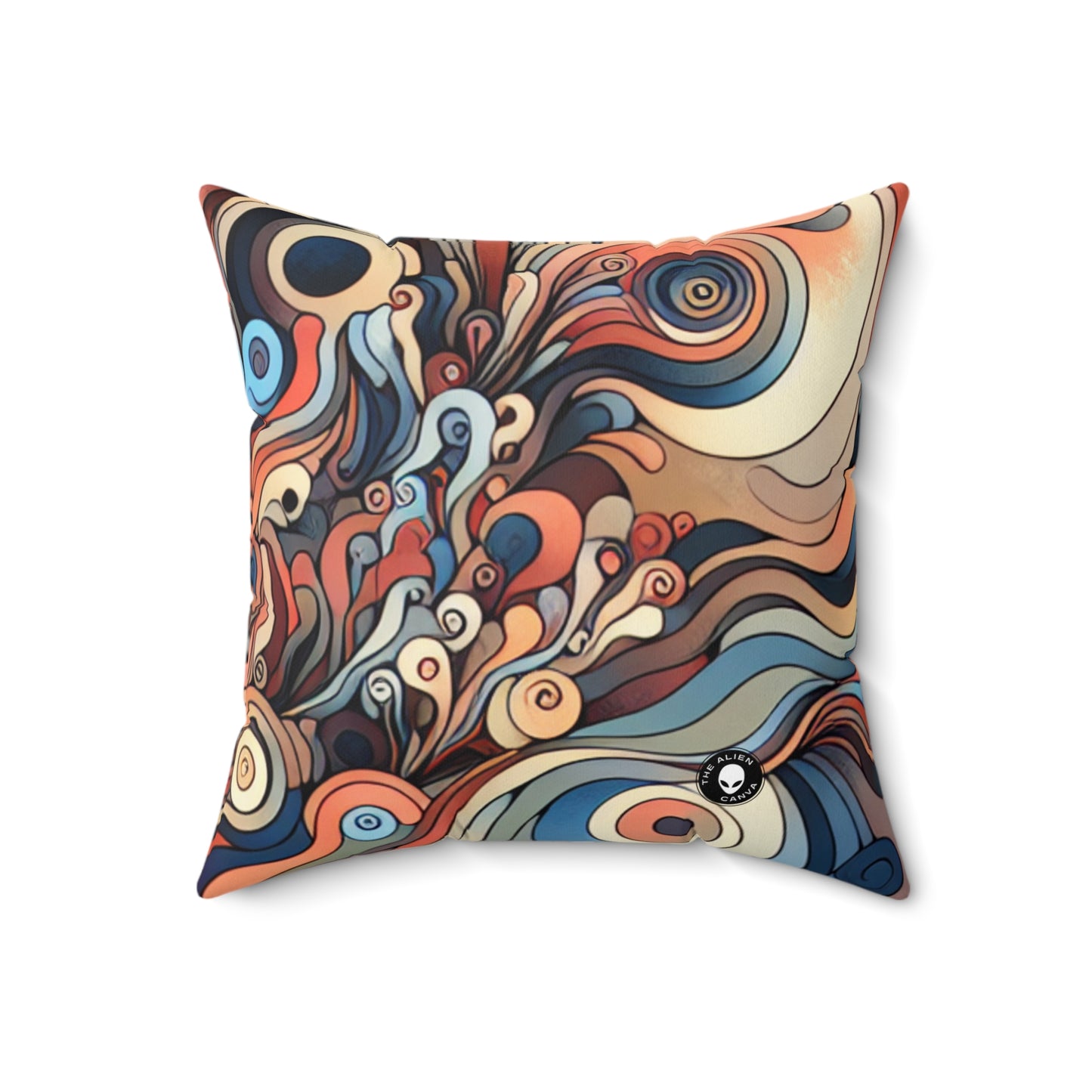 "Unleashing the Unconscious: A Surrealistic Exploration"- The Alien Spun Polyester Square Pillow Surrealist Automatism