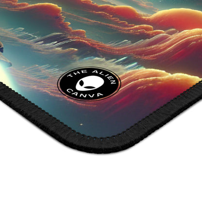 "El amanecer de los tres soles: una odisea espacial de ciencia ficción" - The Alien Gaming Mouse Pad Arte de videojuegos