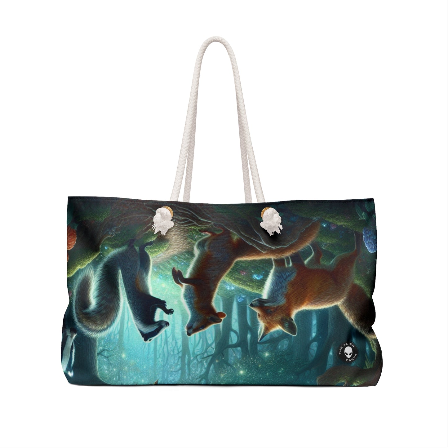 "Mystical Menagerie: Creatures frolicking in an enchanted forest" - The Alien Weekender Bag