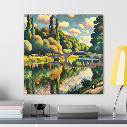 "Tranquil Sunset: A Pointillism Landscape" - The Alien Canva Pointillism