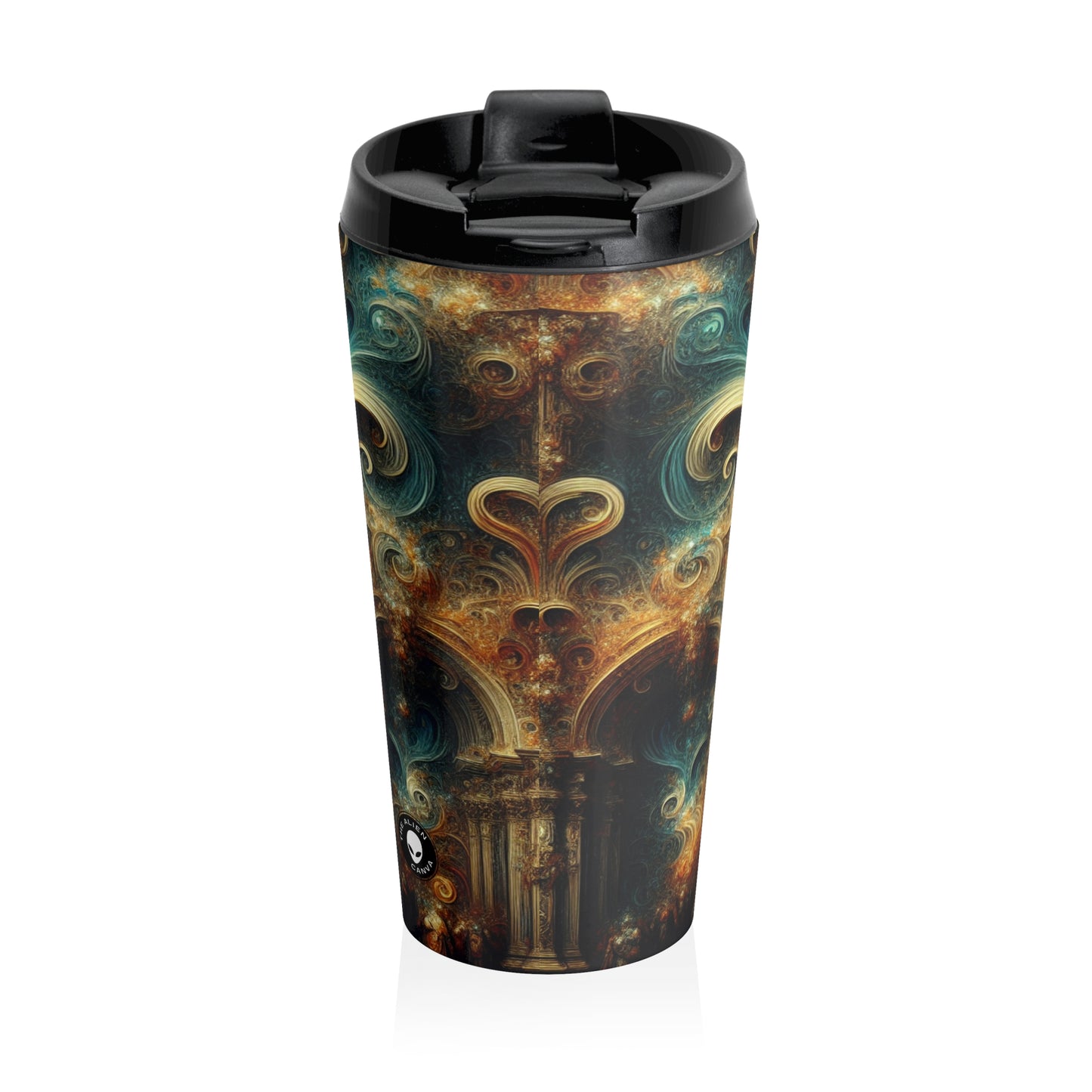 "Opulent Feasting: A Baroque Banquet" - The Alien Stainless Steel Travel Mug Baroque