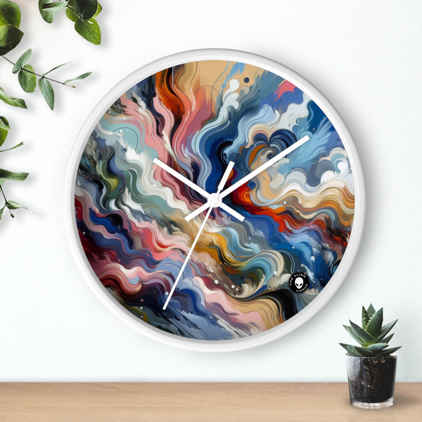 « Sunrise Serenity : une peinture abstraite inspirée par le renouveau » - The Alien Wall Clock Lyrical Abstraction