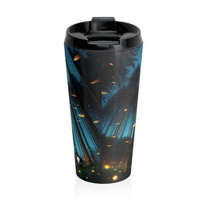 "Twilight Enchantment: Firefly Forest" - The Alien Stainless Steel Travel Mug