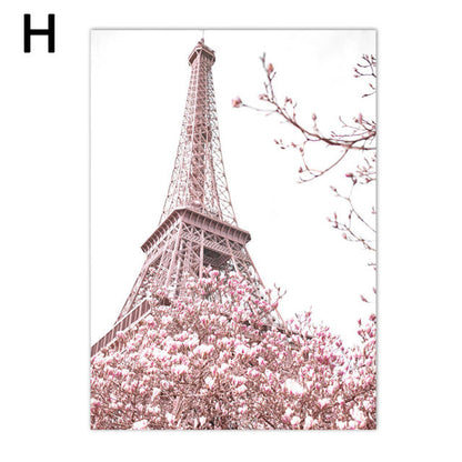 Trendy Peony Eiffel Tower Wall Art Poster Canvas Painting Decoration