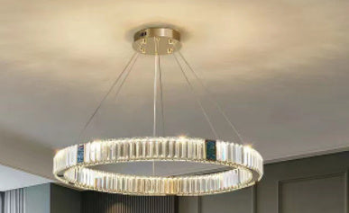 Light Luxury Crystal Living Room Chandelier Postmodern Round Stainless Steel