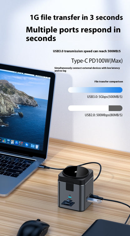 Typec Docking Station 15W Lector de tarjetas de carga rápida inalámbrico magnético de metal