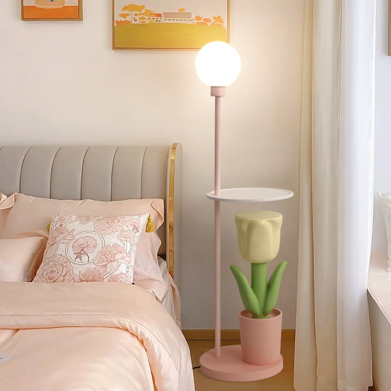 Lámpara de Pie Tulipa para Dormitorio Infantil Lámpara de Noche Red Piezas de Decoración Rojas