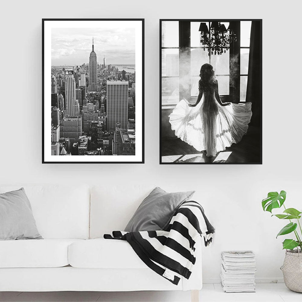 Poster Wall Art Print Black And White Canvas Painting Sexy Woman