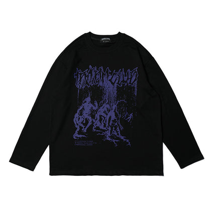 Autumn Dark Funeral Printed Long-sleeved Sweater Men's Loose Cotton All-match Top