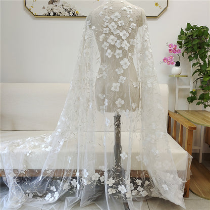 Silver White Beaded Fabric Wedding Dress