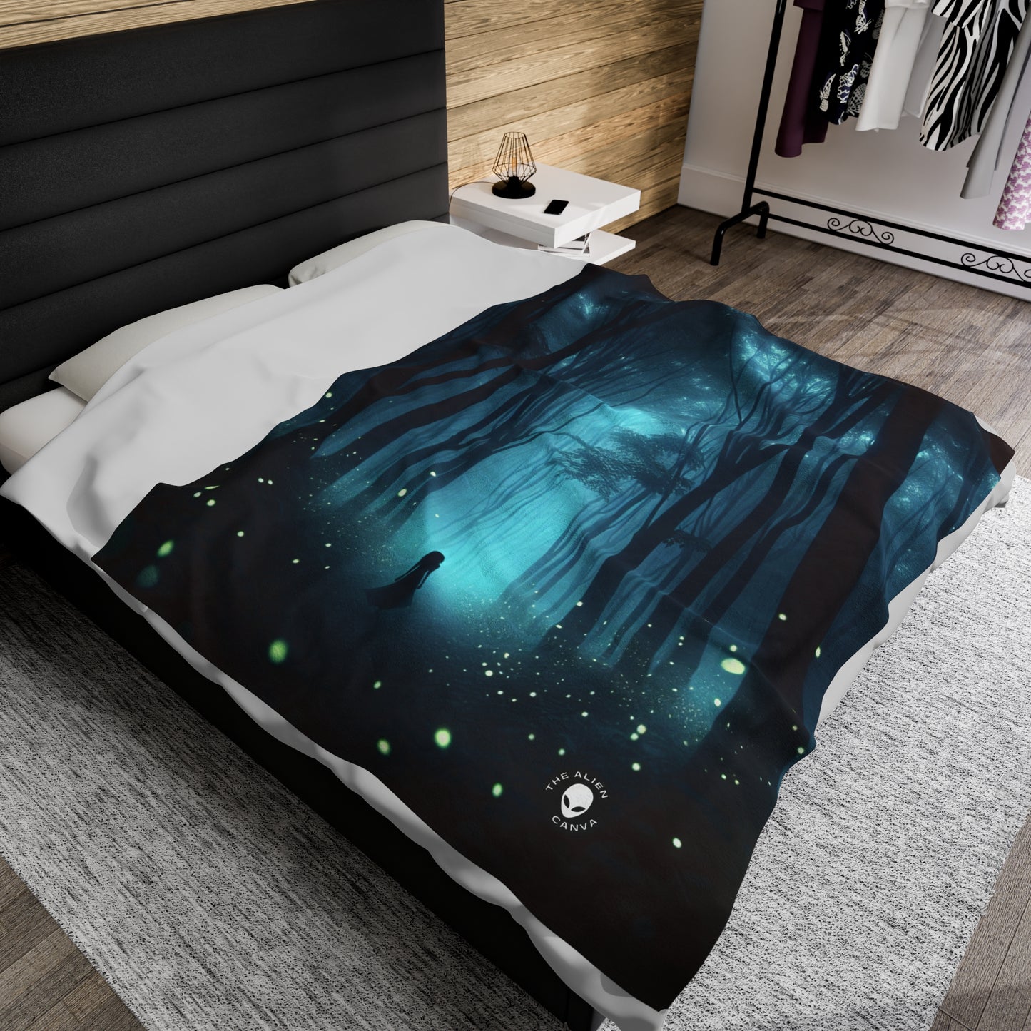 "Guided by Fireflies: A Forest's Secret Lightshow" - The Alien Velveteen Plush Blanket