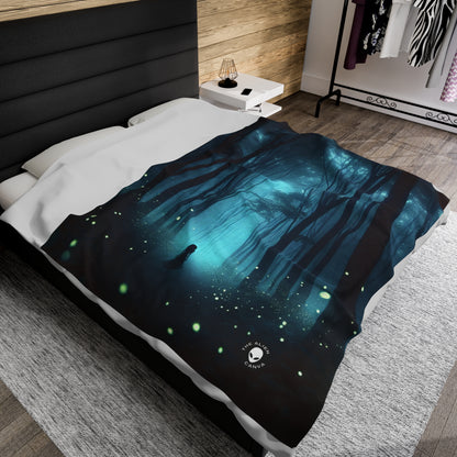 "Guided by Fireflies: A Forest's Secret Lightshow" - The Alien Velveteen Plush Blanket