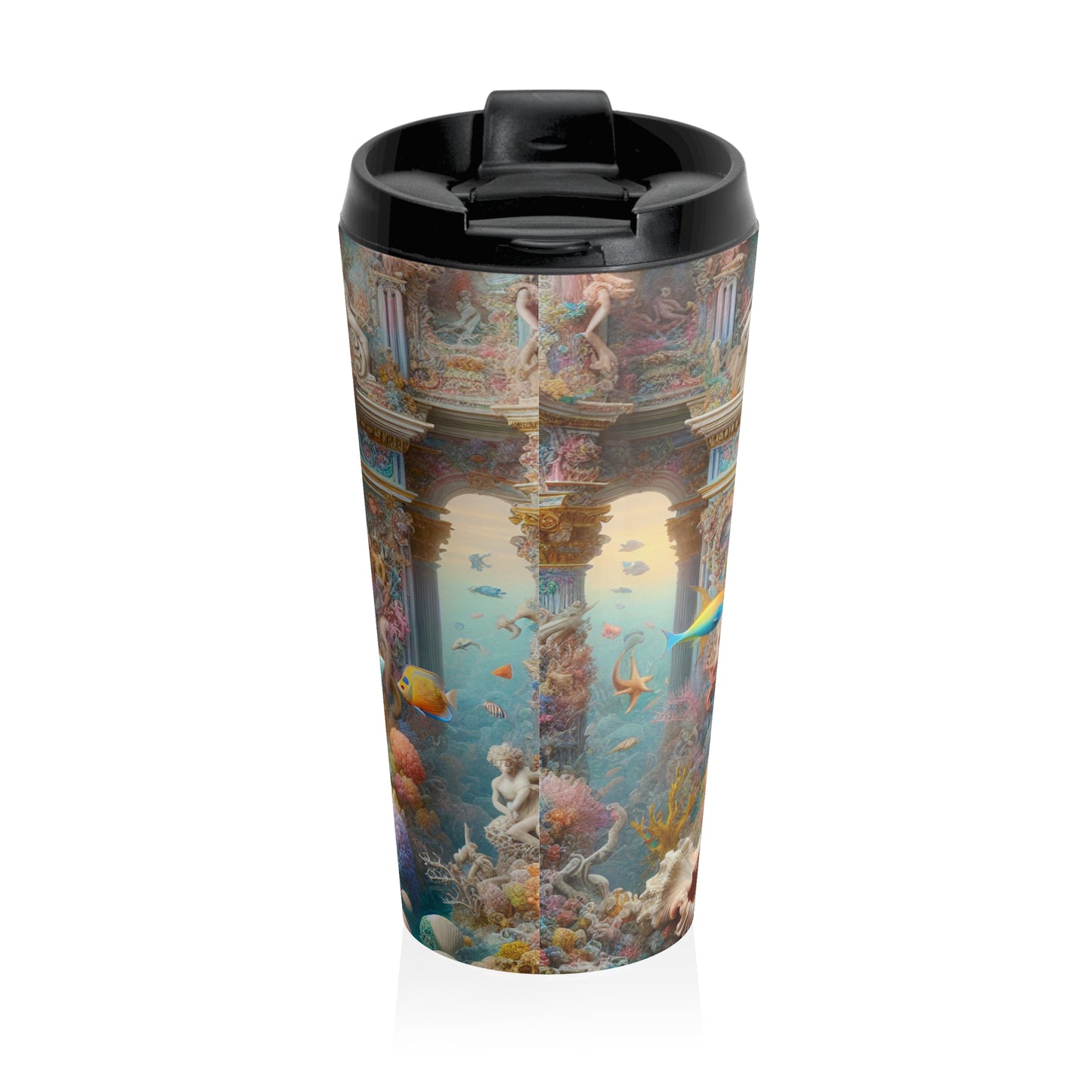 "Underwater Splendor: A Rococo Mermaid Palace" - The Alien Stainless Steel Travel Mug Rococo Style