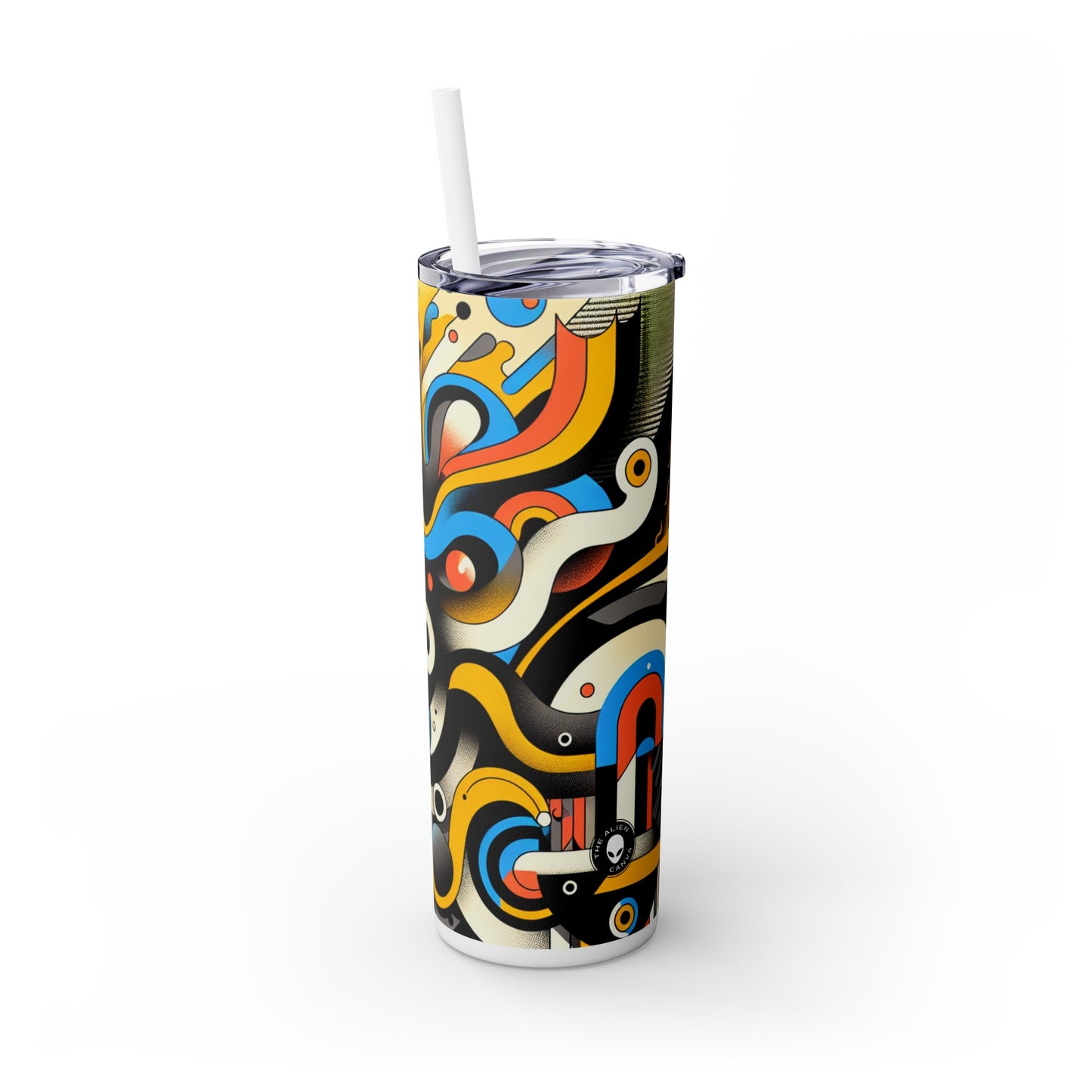 "Dada Fusion: A Whimsical Chaos of Everyday Objects" - The Alien Maars® Skinny Tumbler with Straw 20oz Neo-Dada