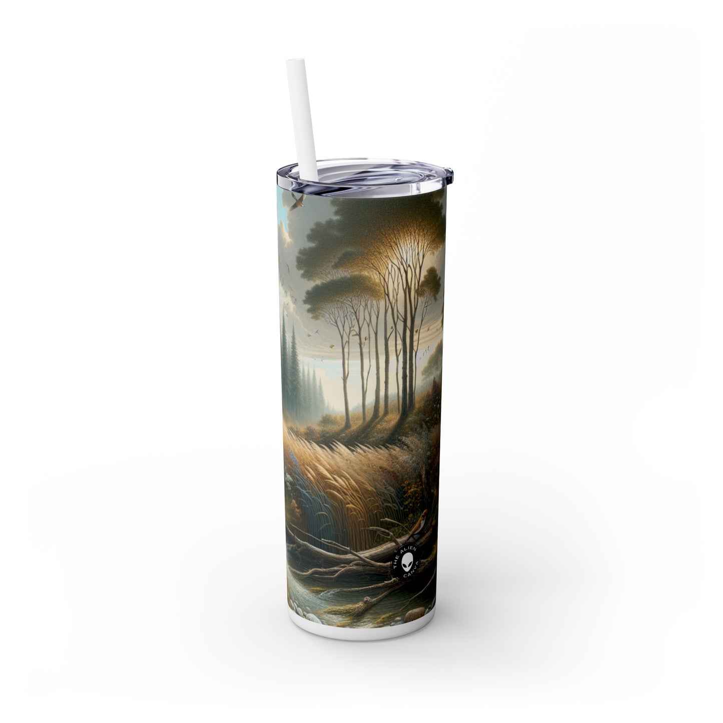 "Rebirth and Decay: A Sustainable Art Installation" - The Alien Maars® Skinny Tumbler with Straw 20oz Environmental Art