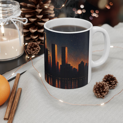 "The City Aglow" - The Alien Ceramic Mug 11oz Post-Impressionism Style