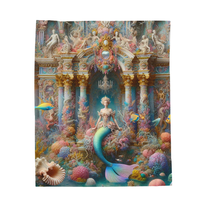 "Underwater Splendor: A Rococo Mermaid Palace" - The Alien Velveteen Plush Blanket Rococo Style
