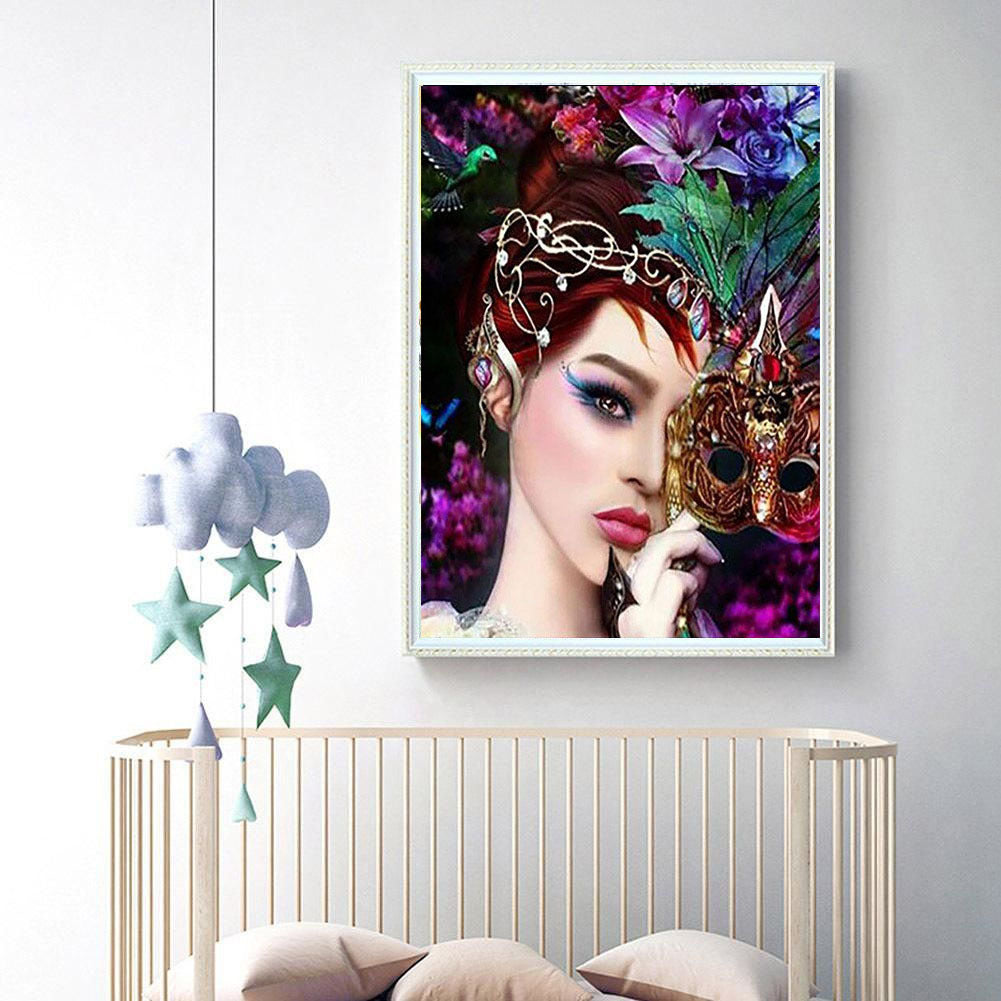 Diamond painting of beautiful masked woman