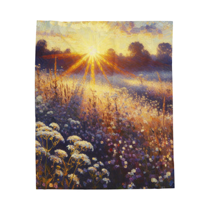 "Wildflower Sunrise" - The Alien Velveteen Plush Blanket Impressionism Style