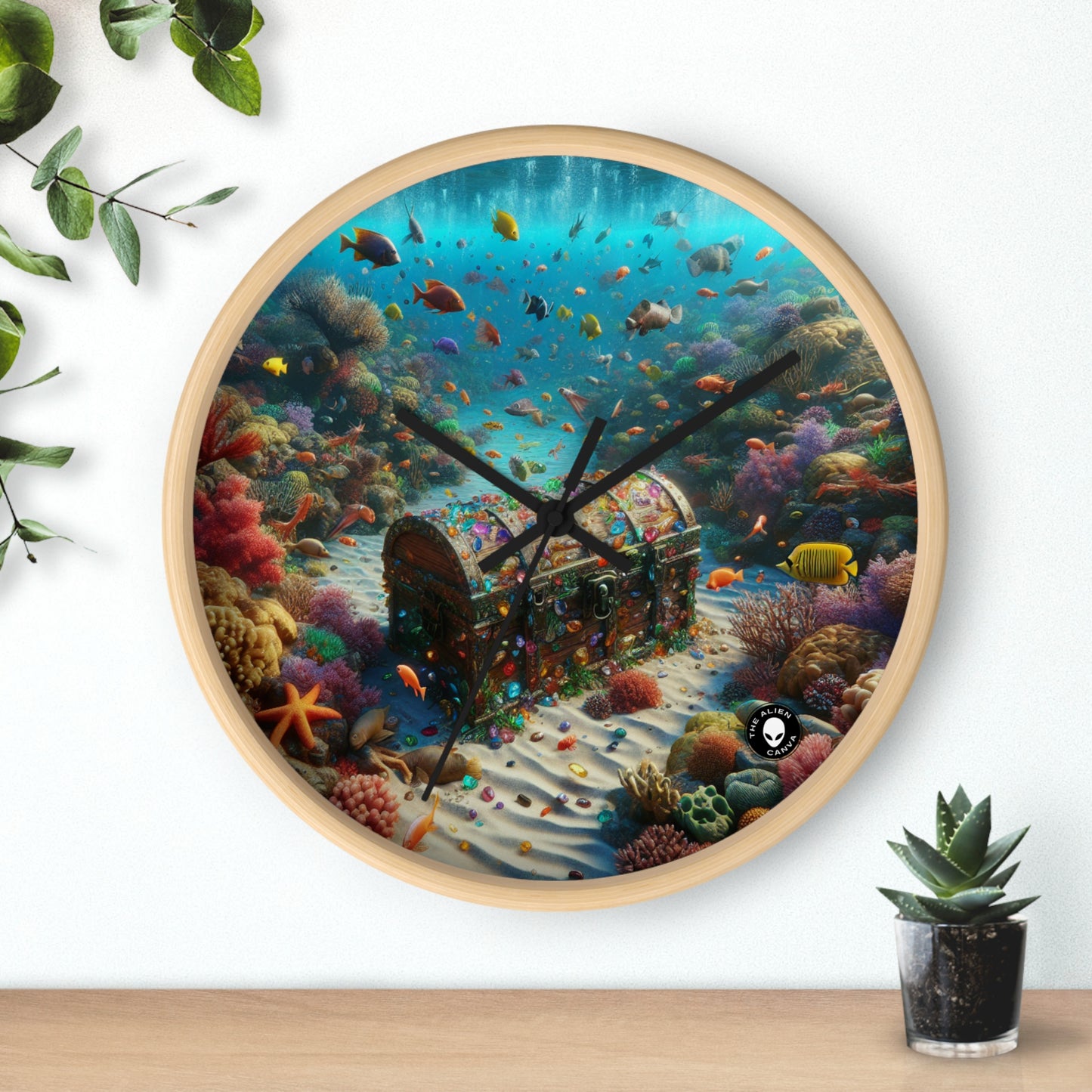 "Jeweled Depths: Discover the Hidden Treasure" - The Alien Wall Clock